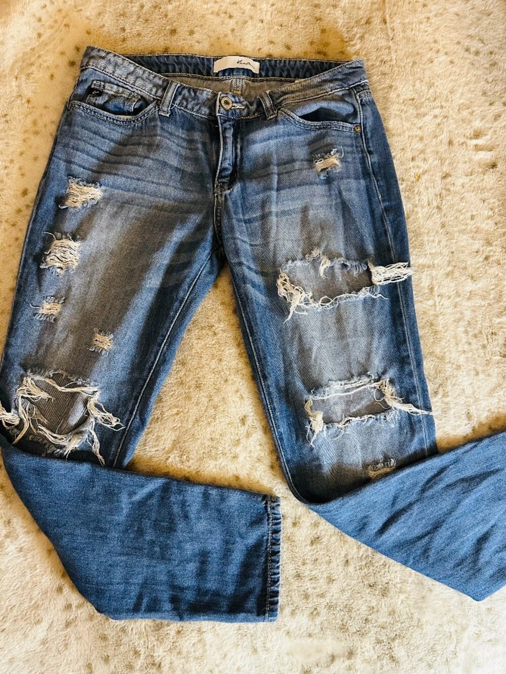 KanCan 26" Distressed Mid Rise Relaxed Boyfriend Jeans Medium Wash KC8281M
